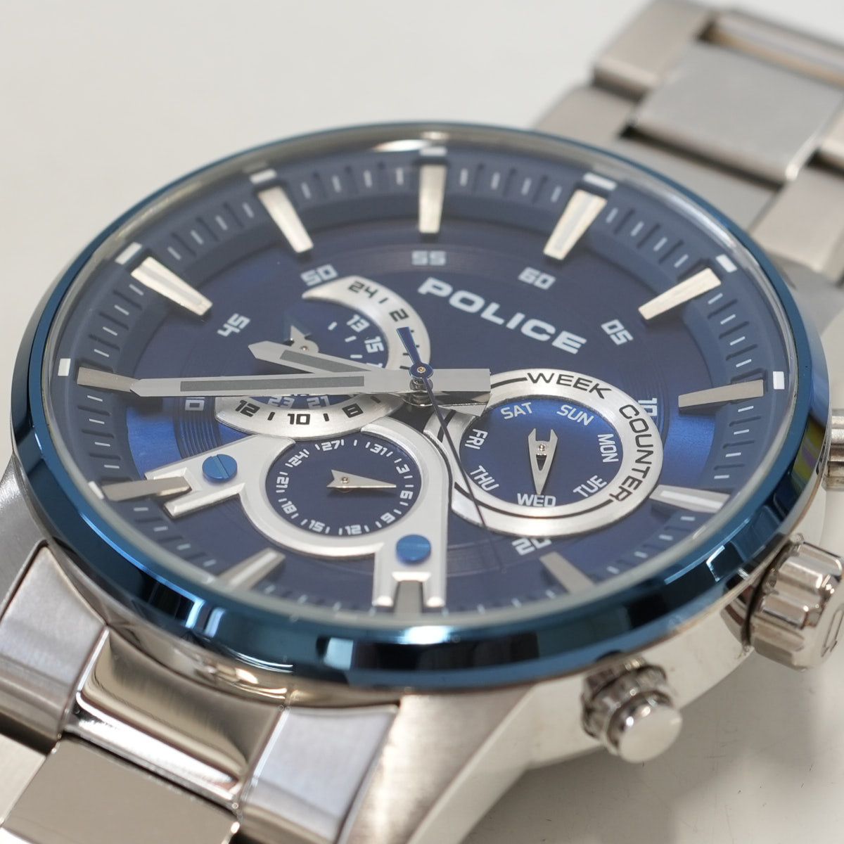 【美品＊稼動品】POLICE/ポリス　メンズ　腕時計　デュアルタイム　デイデイト POLICE ポリス メンズ 腕時計 USED美品 SS クロノグラフ