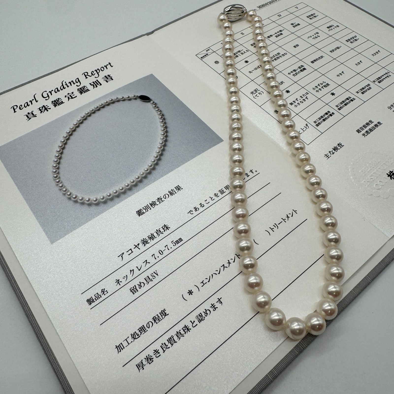 高級 アコヤ真珠 テリ強 パール ネックレス SV金具 ジュエリー 