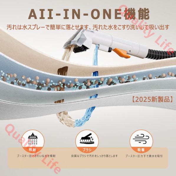 カーペットクリーナー 絨毯洗浄 自動洗浄 乾湿両用掃除機 15000paの超吸引力 大容量タンク ソファクリーナー 布洗浄機 染み抜き カーペット 布製品 ペットシート 車内 ラグ ソファ 絨毯 ぬいぐるみ 掃除用品