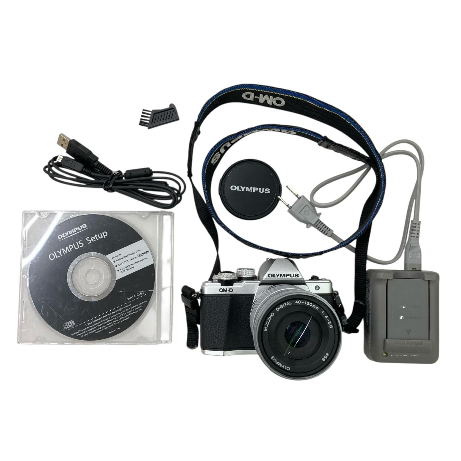 186000 OLYMPUS オリンパス M.ZUIKO DIGITAL ED40-150mm F4.0-5.6 R レンズ付き OM-D E-M10 Mark II 通電 済み ボディ本体 バッテリー 充電器