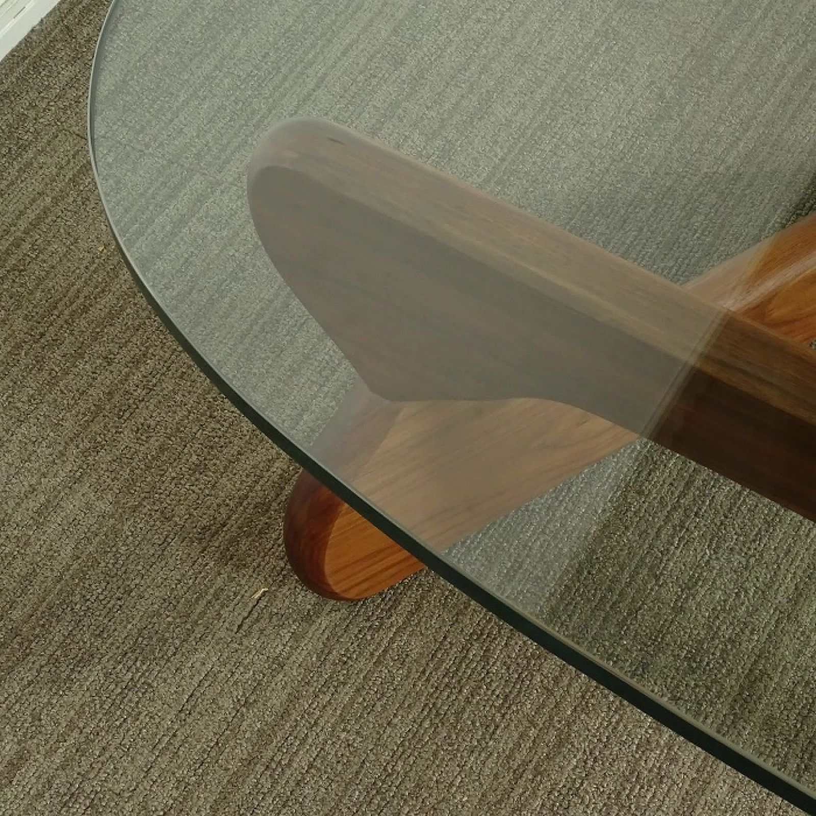 ブラウン脚 クリアガラス天板