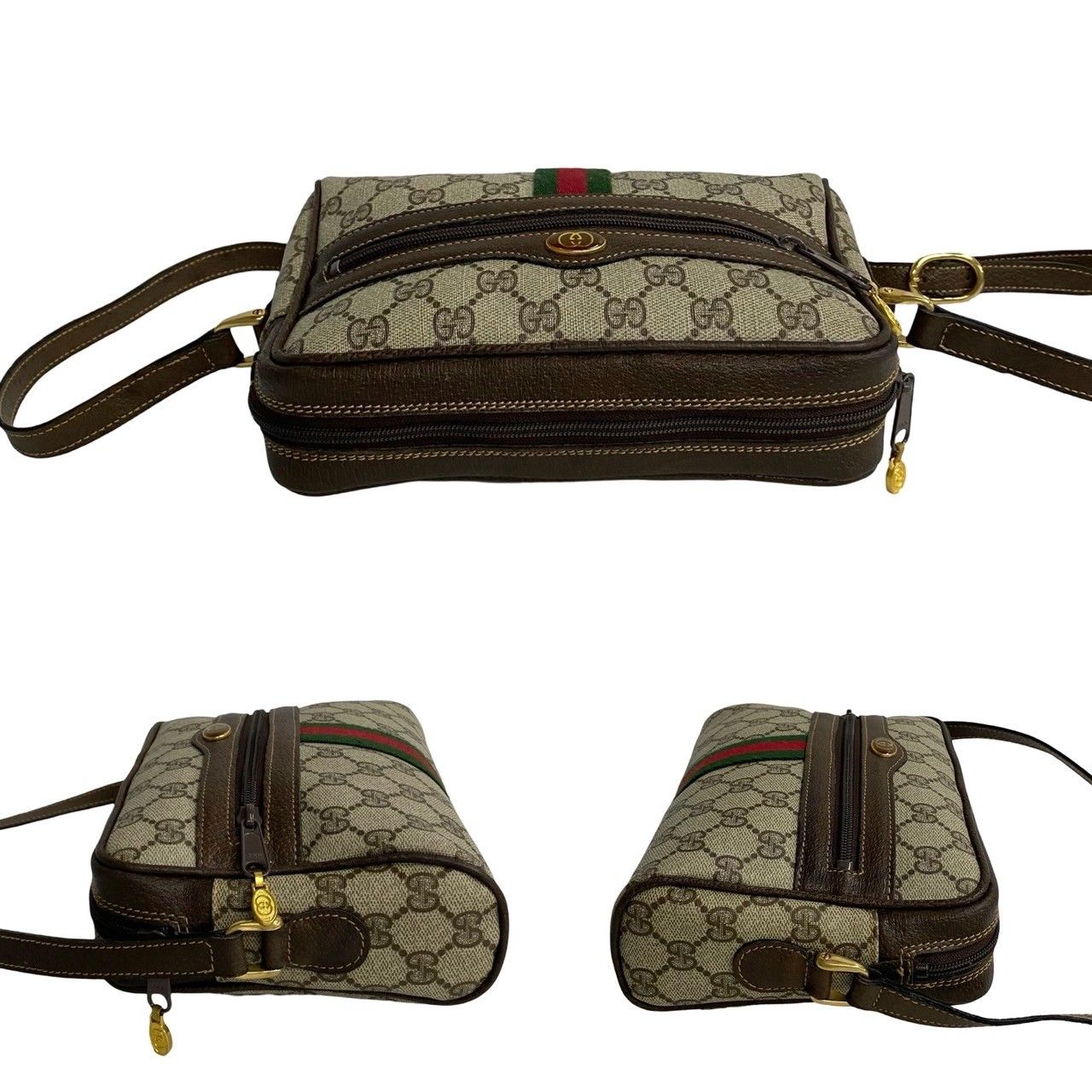 ほぼ未使用 GUCCI グッチ オールドグッチ シェリーライン GG ロゴ金具 レザー ミニ ショルダーバッグ ポシェット ブラウン 34680 -  メルカリ