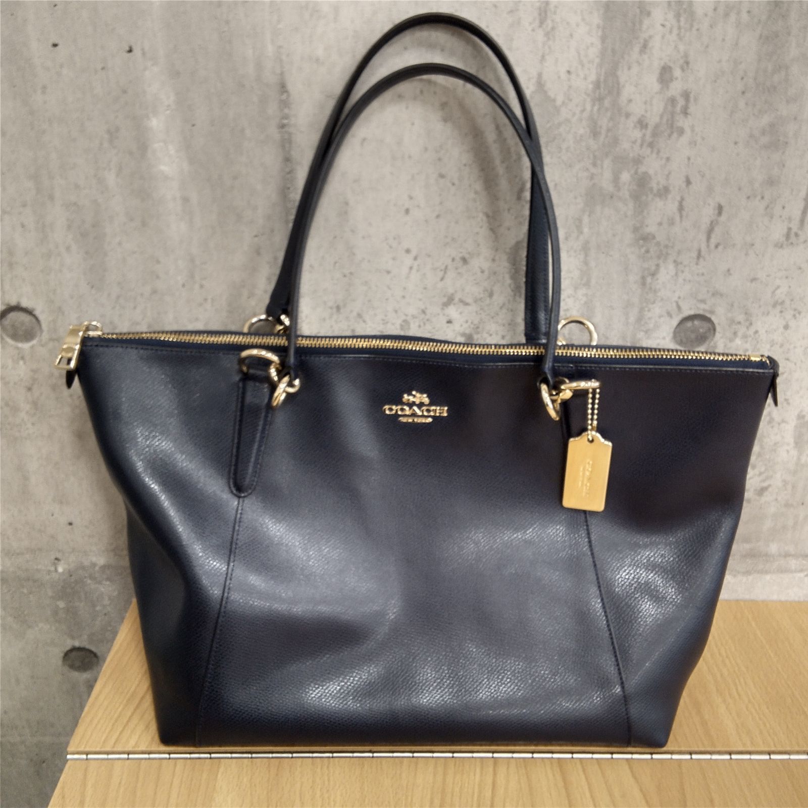 食品・日用品 半額ストア ☆美品☆ COACH A4 ネイビー オールレザー コーチトートバッグ バッグ
