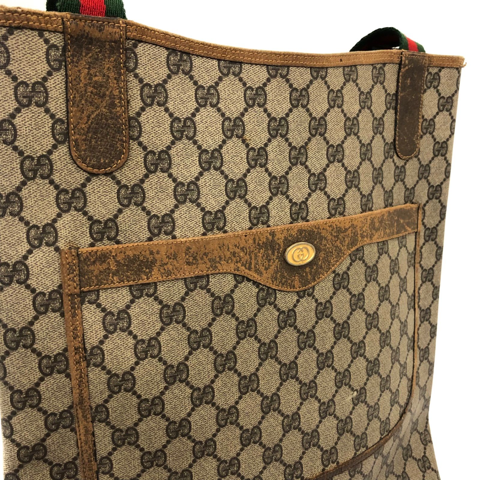 ◇GUCCI◇オールドグッチ シェリーライン GG トートバッグ ブラウン