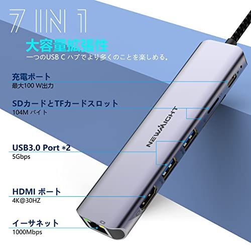 USB C ハブ 7-in-1アダプタ lan hdmi type-c ドッキングステーション