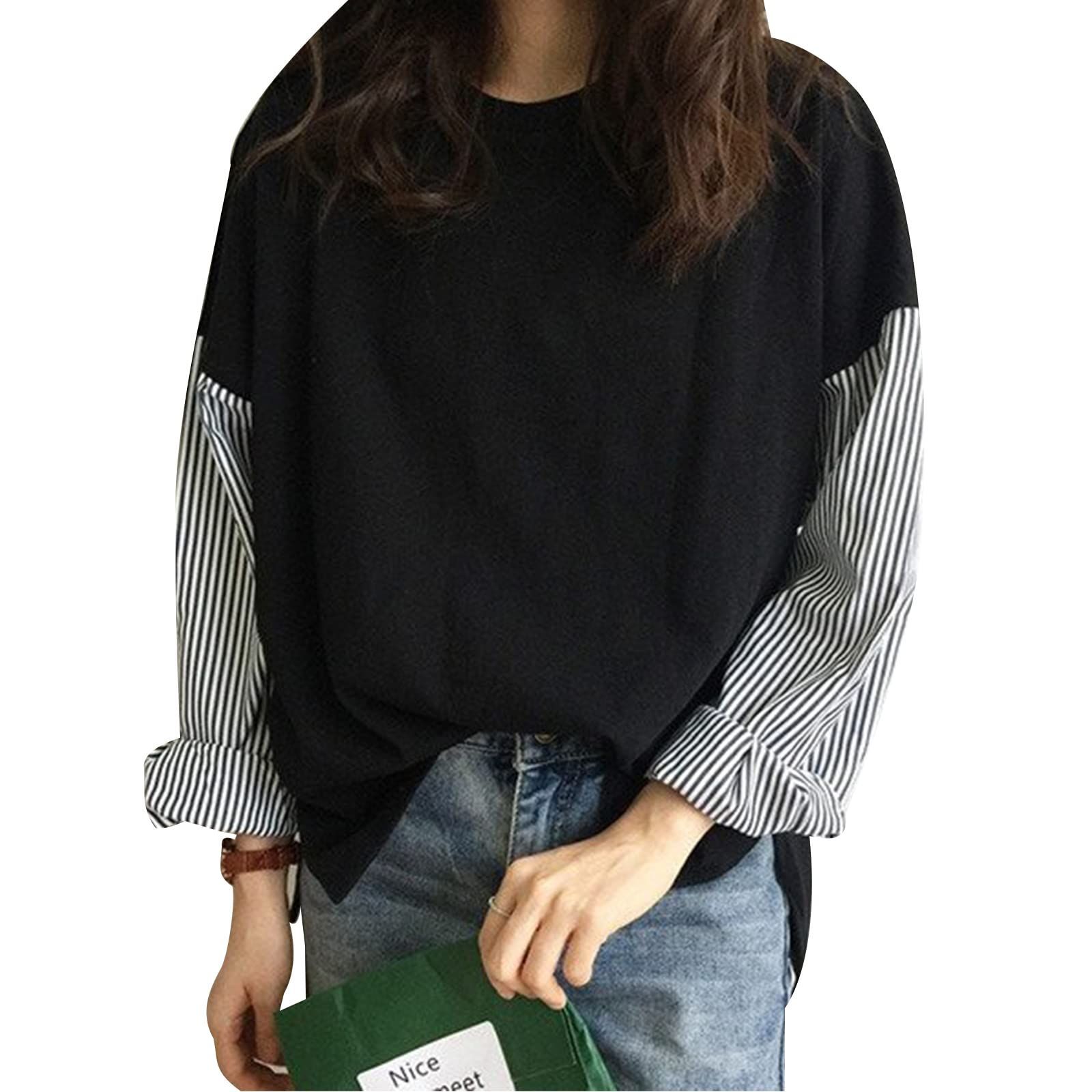 【数量限定】house] Tシャツ レディース ドッキング ブラウス 重ね着風 [Vincent パフスリーブ ストライプ シャツ ゆったり 異素材 春 夏 オフィス レイヤード きれいめ お洒落