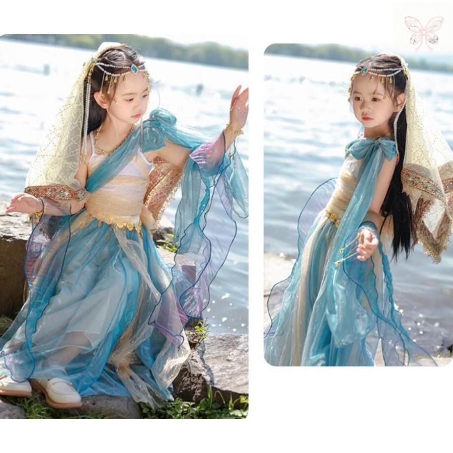 アラビアン衣装 子供 ジャスミン風 ダンス衣装 女の子 敦煌古典舞踊 中華 飛天 飄々 ダンス 衣装 アラジン プリンセス 全身アラビアンコス LLC-HASEGAWATOSO_COM