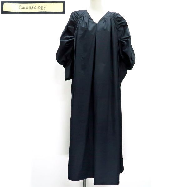 Curensology ネイビー ロングワンピース Curensology ドロストスリーブ