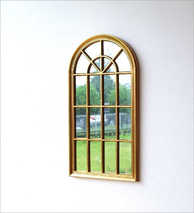 アーチ型 バロック調アンティークゴールド装飾鏡 ウォールミラー