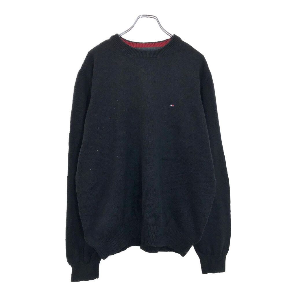 TOMMY HILFIGER トミーヒルフィガー コットンニットセーター ブラック(メンズ L)中古 古着 U8158