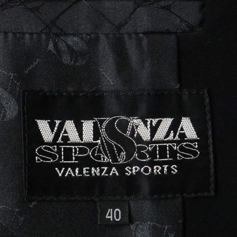 美品 バレンザポースポーツ VALENZA SPORTS ラインストーン ワッペン テーラード ジャケット 40/ブラック トップス 羽織り