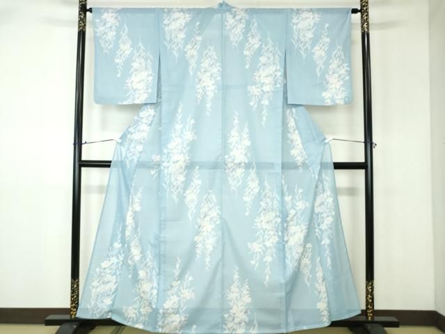 平和屋着物＊夏物 小紋 絽 笹の葉文 やまと誂製 洗える着物