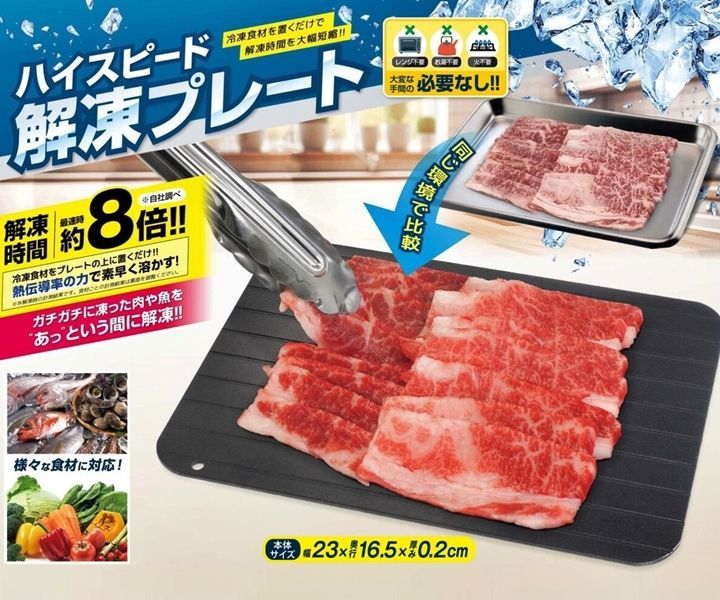 ハイスピード 解凍プレート 23×16cm 冷凍 急速解凍 まな板 アルミ 自然解凍 粗熱 丸洗い コンパクト 置くだけ 簡単 電気 ガス 不要 時短調理