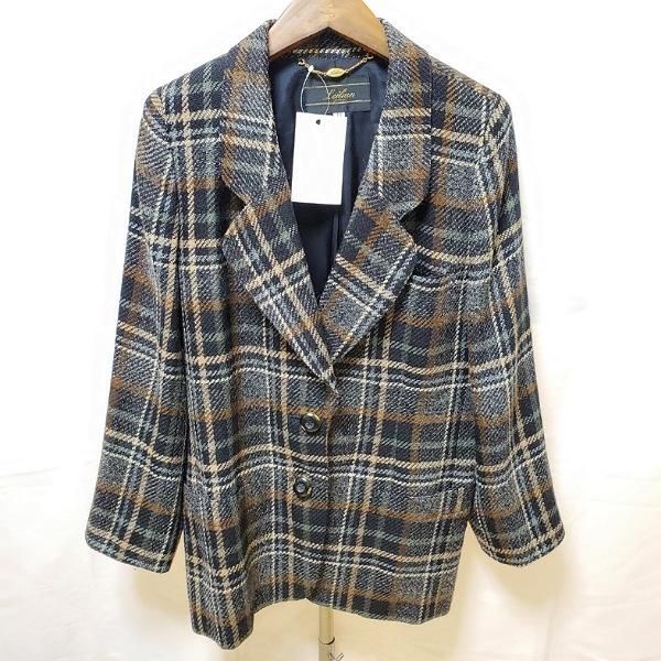 極美品 レリアン WURMSER別注 チェック テーラードジャケット 日本製 wnc レリアン Leilian ジャケット 11 黒系 チェック Tissage des