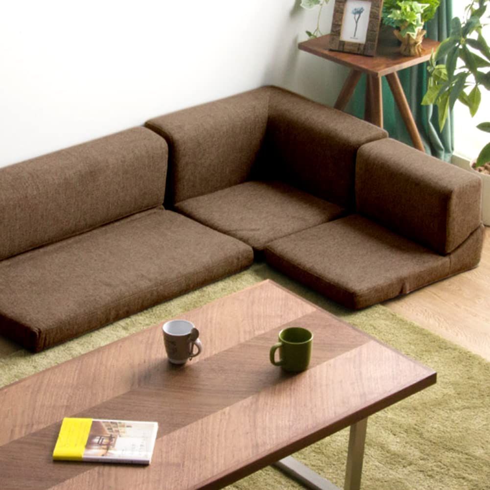 ソファセット ソファベッド カウチ リクライニング コーナーソファ 組み換え自由 L字 3人掛け ブラウン フロアソファ アイリスプラザ