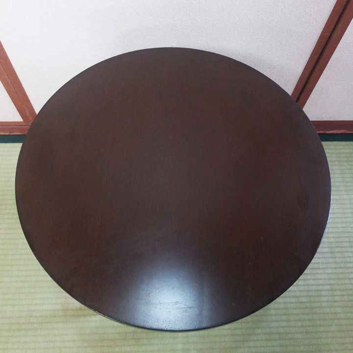 円形木製大きめちゃぶ台ダークブラウン