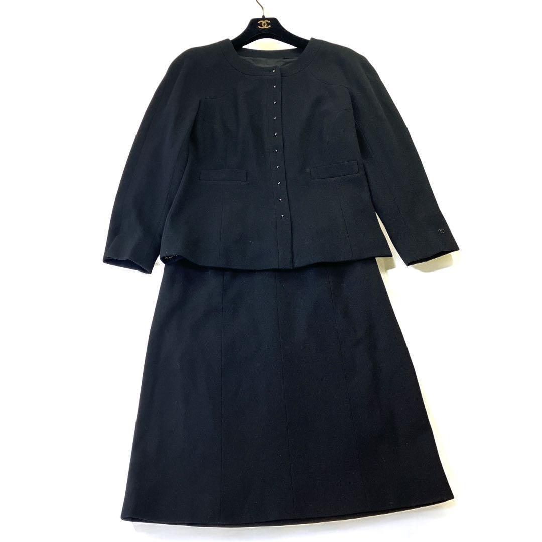 シャネル ココマーク ノーカラー スーツ ジャケット レディース XL大きい
