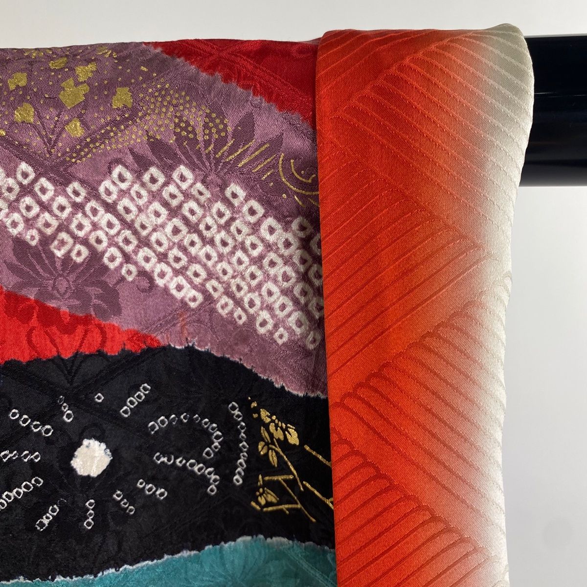 振り袖　フルセット　長襦袢付　金彩　刺繍　たたき染め　本唐織　袋帯　170 振袖 身丈165.5cm 裄丈68cm L 袷 袋帯フルセット 御所車 菊 刺繍