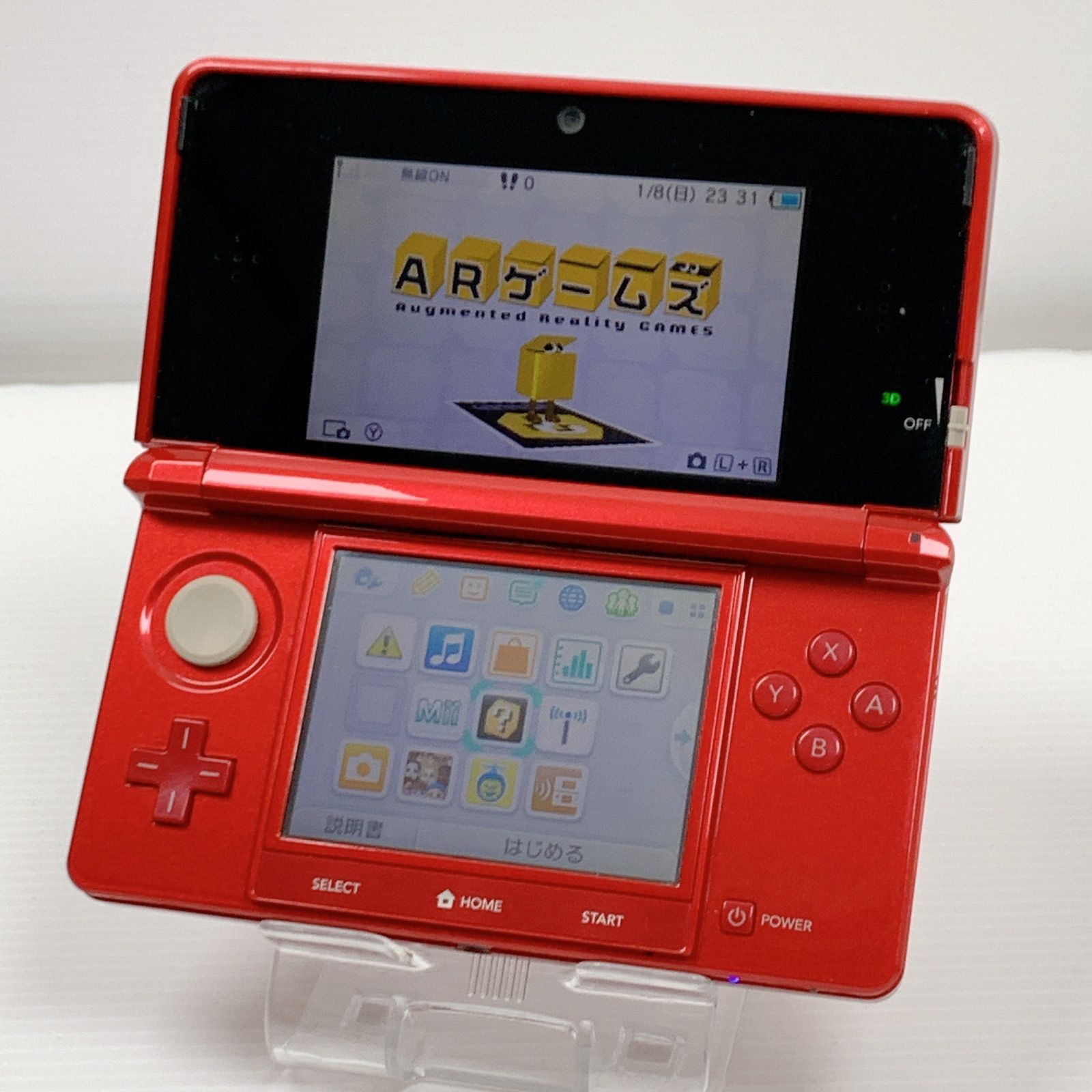 美品 ニンテンドー 3DS メタリックレッド 卸売 遊べるセット 動作確認