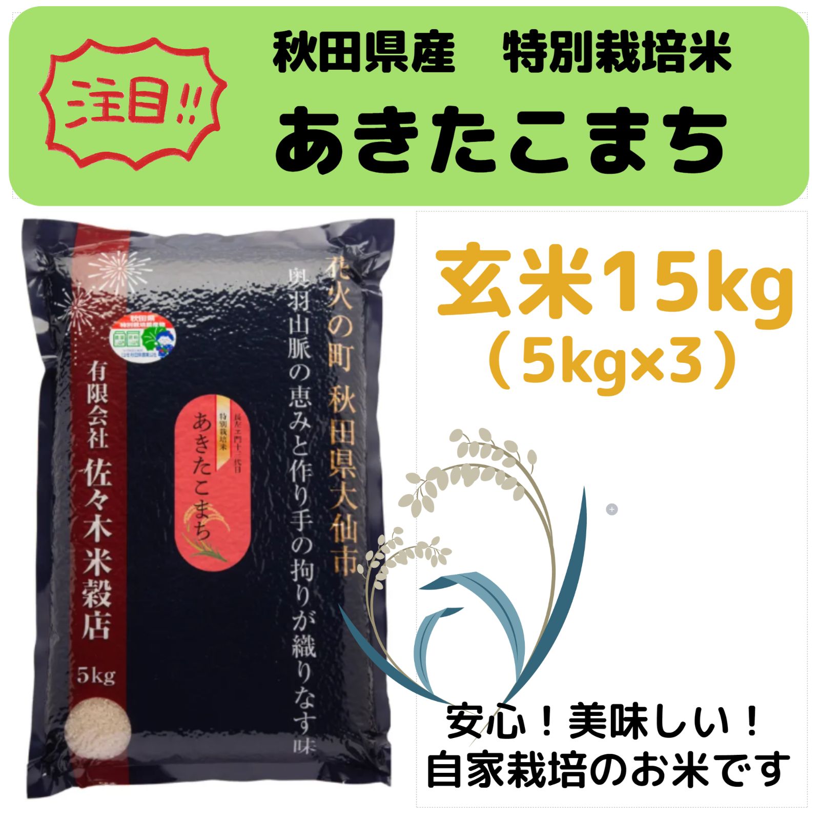 あきたこまち 15kg 玄米