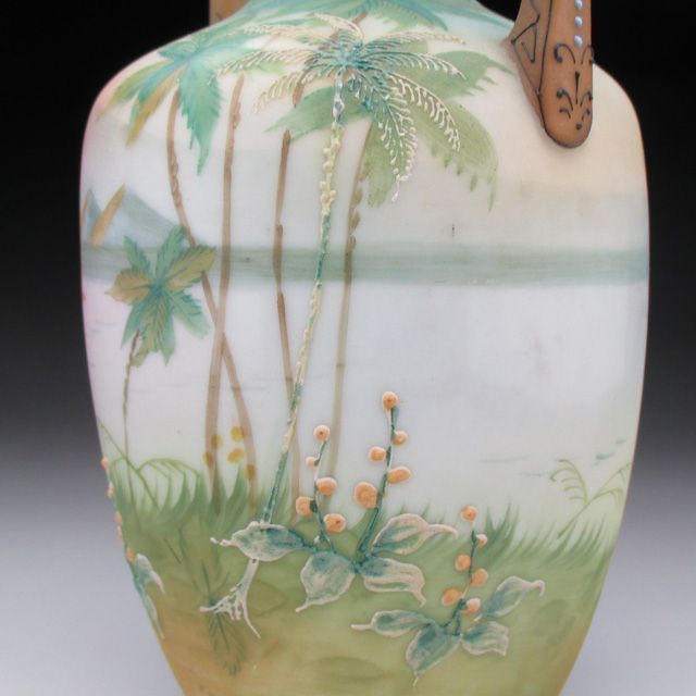 オールドノリタケ 田園風景絵 花瓶 壺 23cm