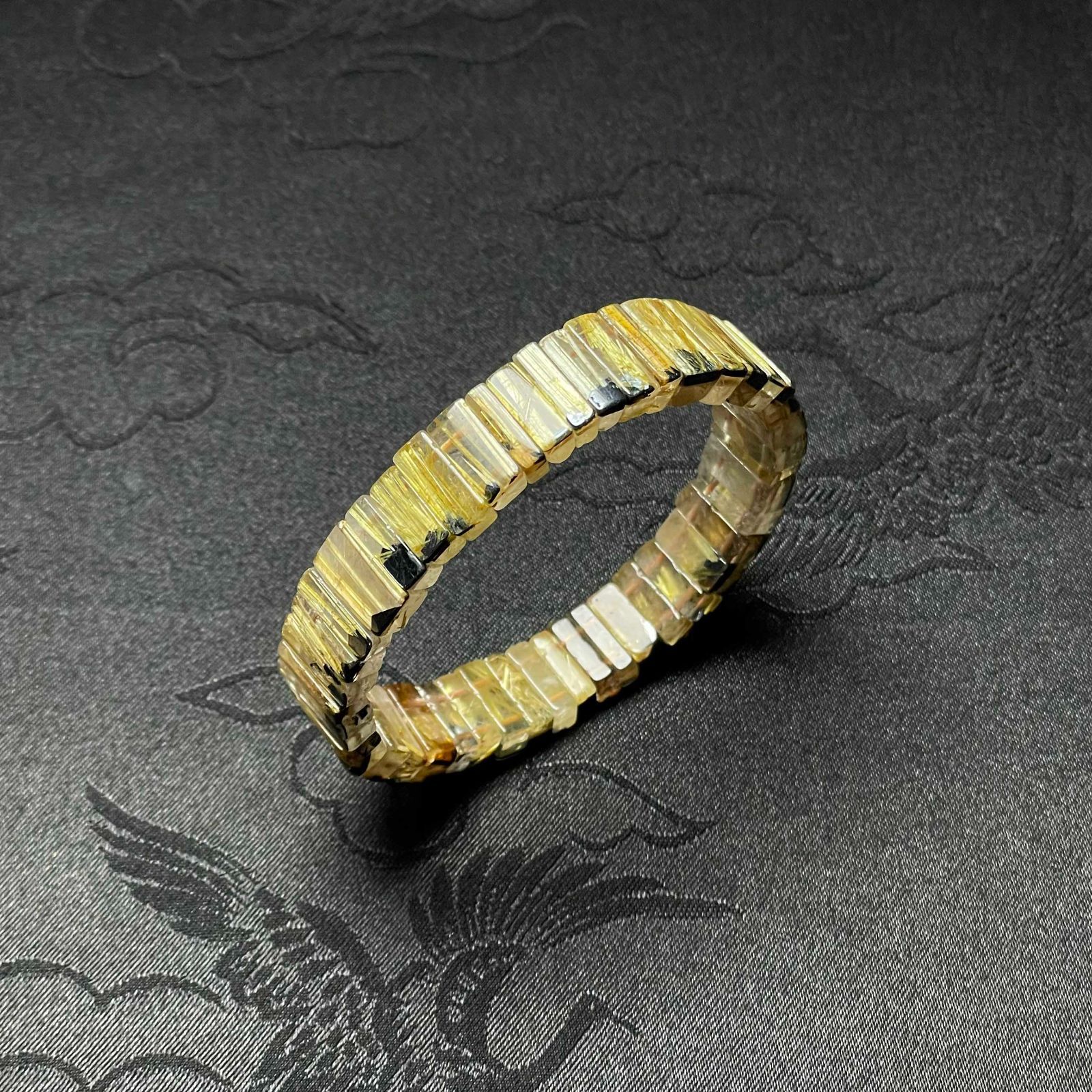 EU製 太陽花タイチンルチルバングル 黄金針水晶 ゴールド ブレスレット パワーストーン プレゼント1 11.3 5.3 5.2mm ZB9352