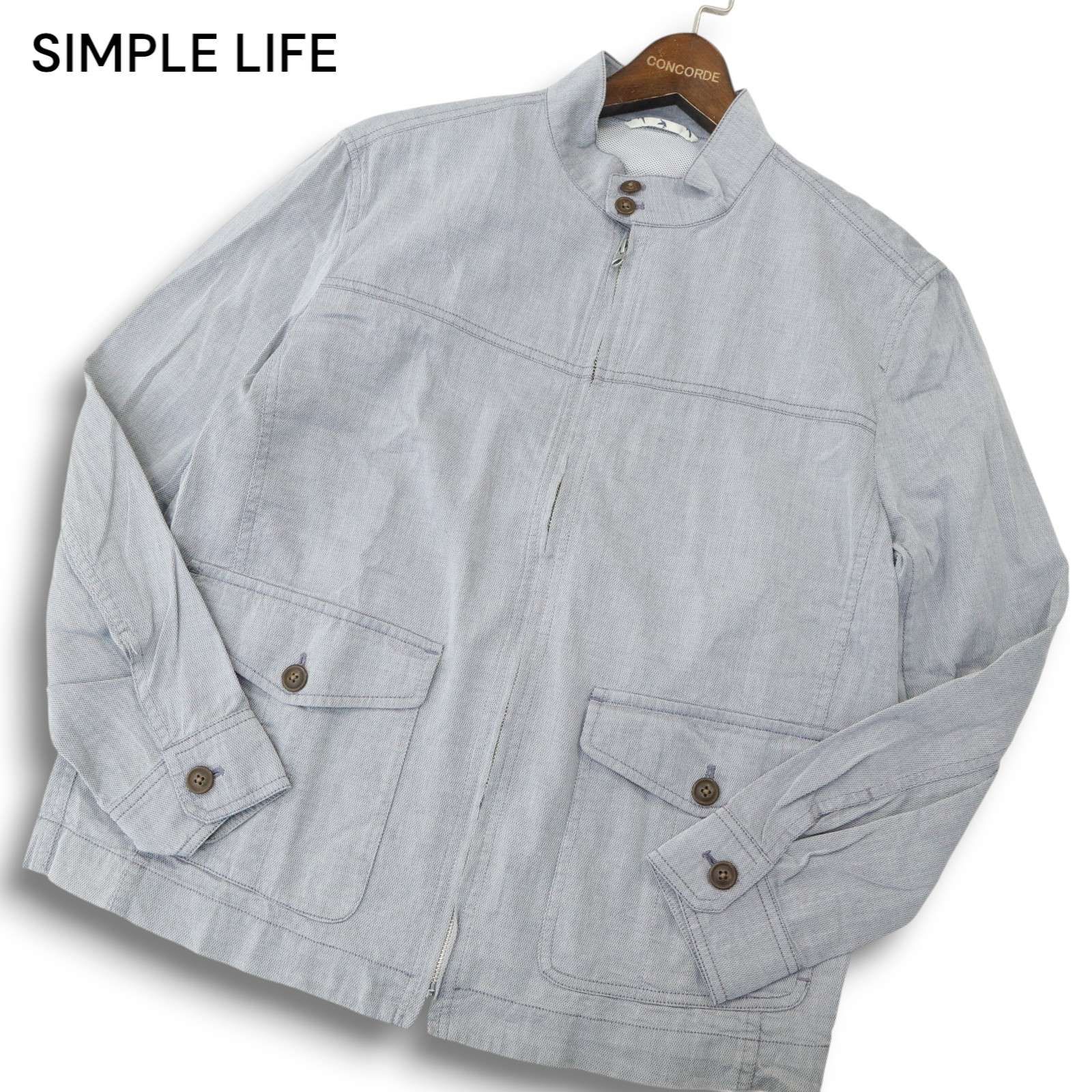 SIMPLE LIFE シンプルライフ レナウン 背抜き バンドカラー☆ ジップ 