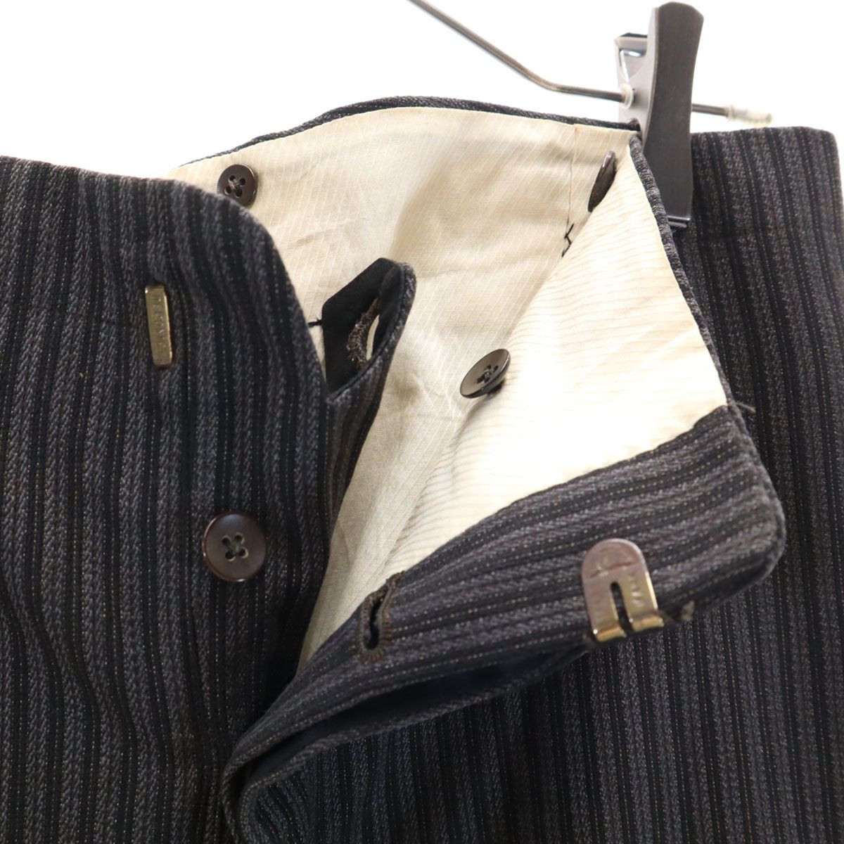 50s ヴィンテージ 針シンチ ストライプ柄 スラックスパンツ グレー