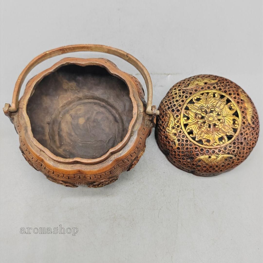 銅製 提梁暖手炉 竹節手提げ暖手炉 香炉 香道具 装飾品 工芸品 置物 銅製 提梁暖手炉 竹節手提げ暖手炉 香炉 香道具 装飾品 工芸品