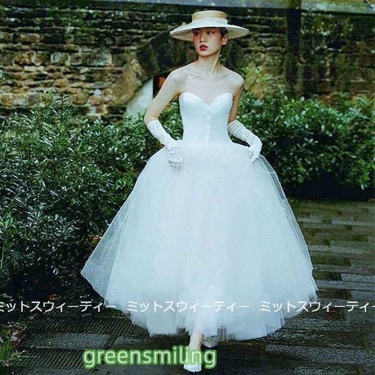 ウェディングドレス 二次会 リゾートドレス 結婚式 ブライダル 前撮り 挙式 花嫁 フォト ベアトップ ビスチェ パーティードレ 登場 ZZ520