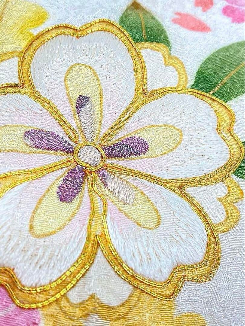 振袖 豪華 銀通し 金駒 刺繍 金彩 桜 紋意匠 身丈155cm 小柄向き