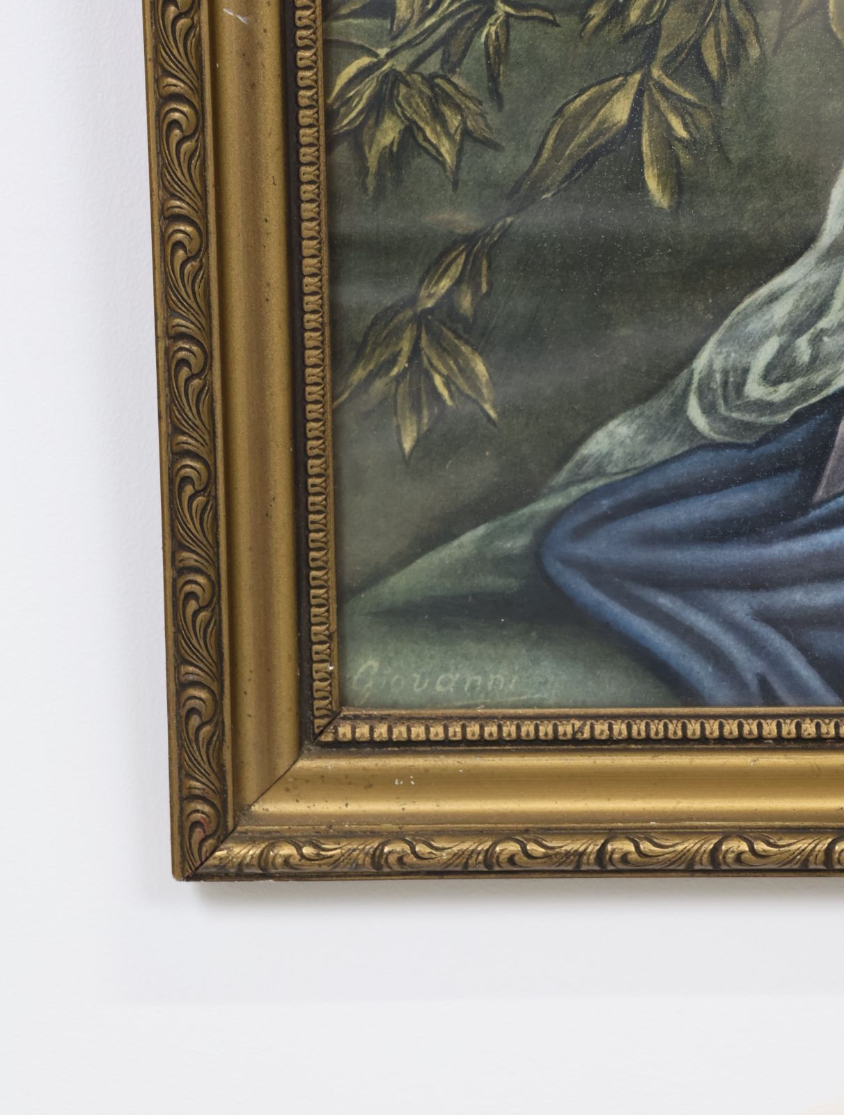 ヴィンテージ ゴールドウッドフレーム ジーザス キリスト ファミリー タペストリー