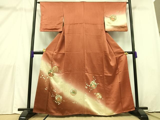 平和屋着物□訪問着 刺繍 雪輪草花文 暈し染め 金彩 正絹 逸品