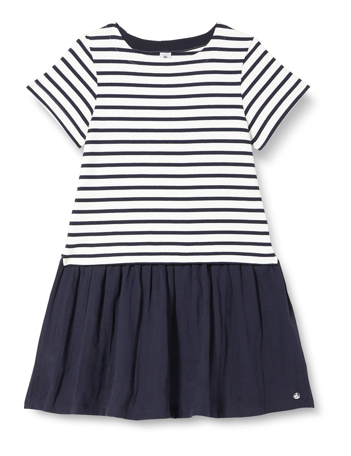Size 3 Years_Color ホワイト|ネイビー プチバトー マリニエール切り替え ワンピース 女の子 A03L202A 3才 95cm ホワイト×ネイビー PB400 PB43