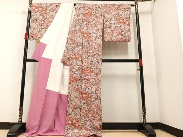 平和屋着物□上質な小紋 辻が花 ロング丈 正絹 逸品 AAAX9664ph