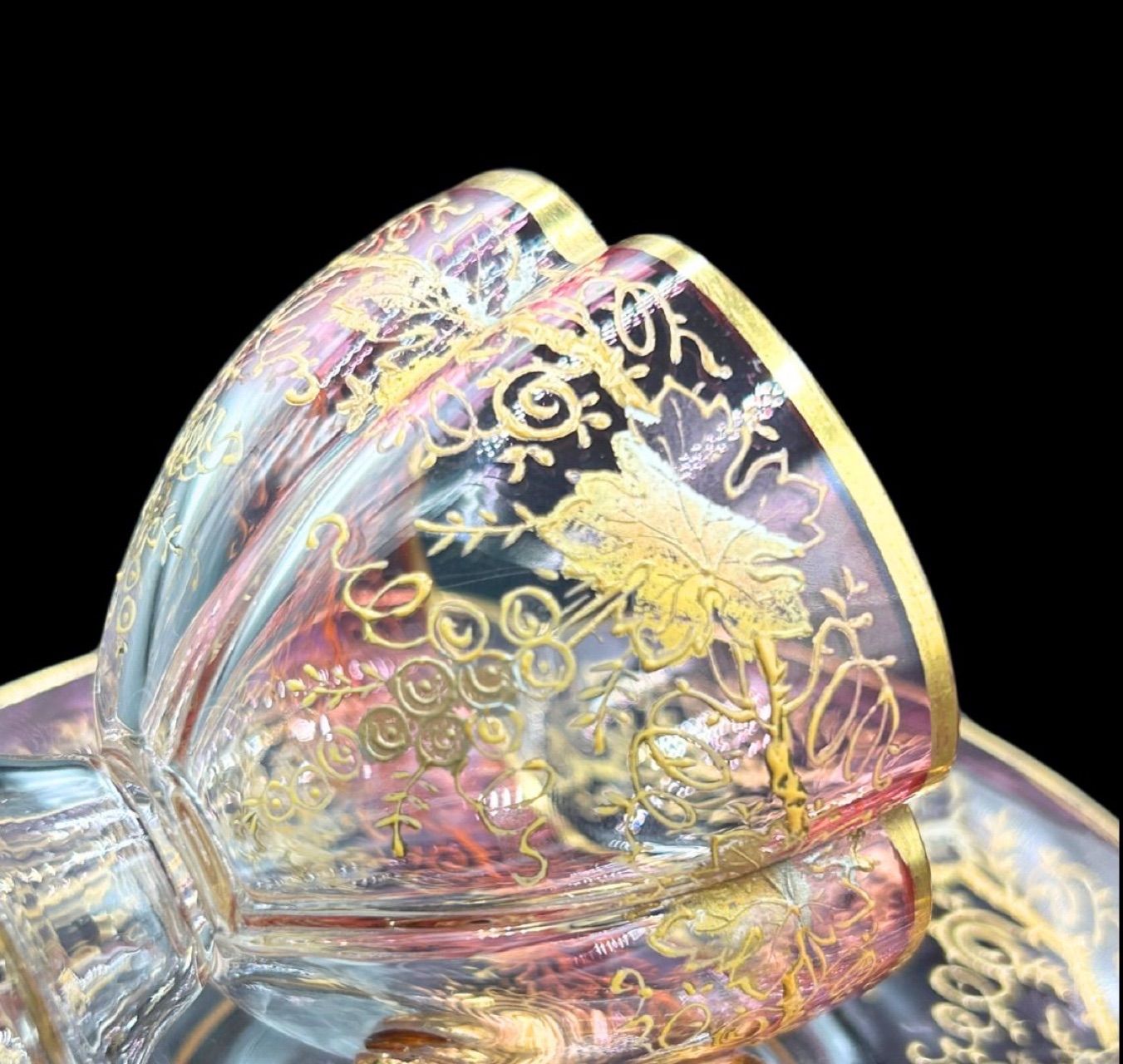 モーゼル　Moser 金彩　希少　傑作 Amazon.co.jp: Moser モーゼル ブルー ゴールド 金彩高足ワイン