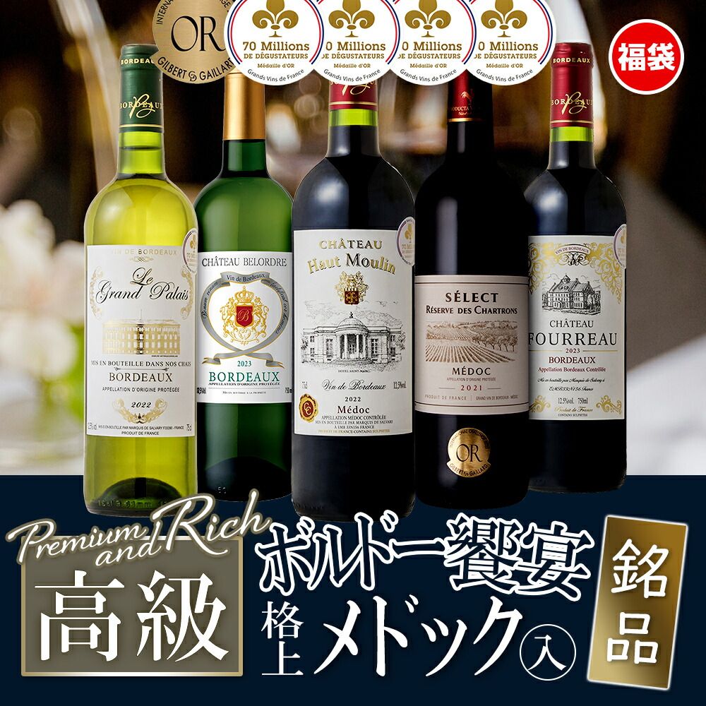 ワインセット 豪華 高級 銘醸地 フランス 販売済み メドック入り 5本