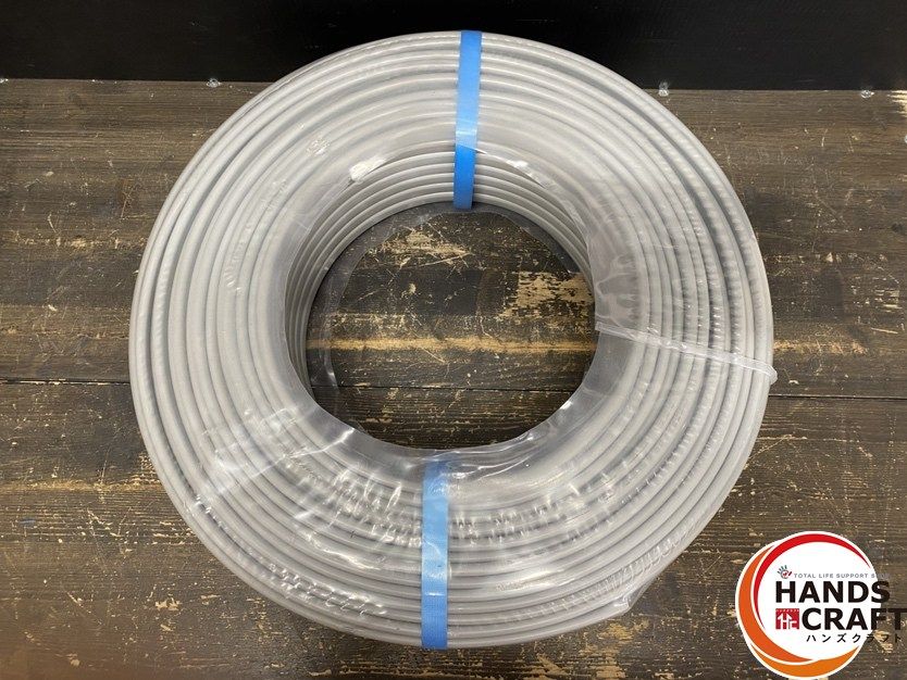 住電日立 VVF3×2.0 3巻セット 灰・黒・白・緑ライン入り 未使用品 2019年製 SUMIDEN 未使用品 住電日立ケーブル VVF 3×2.0mm 100m 灰色(黒白赤)