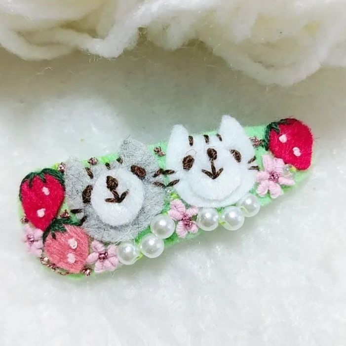 あじさい♡5センチパッチンピン♡仲良しねこ あじさい♡5センチパッチンピン♡仲良しねこ