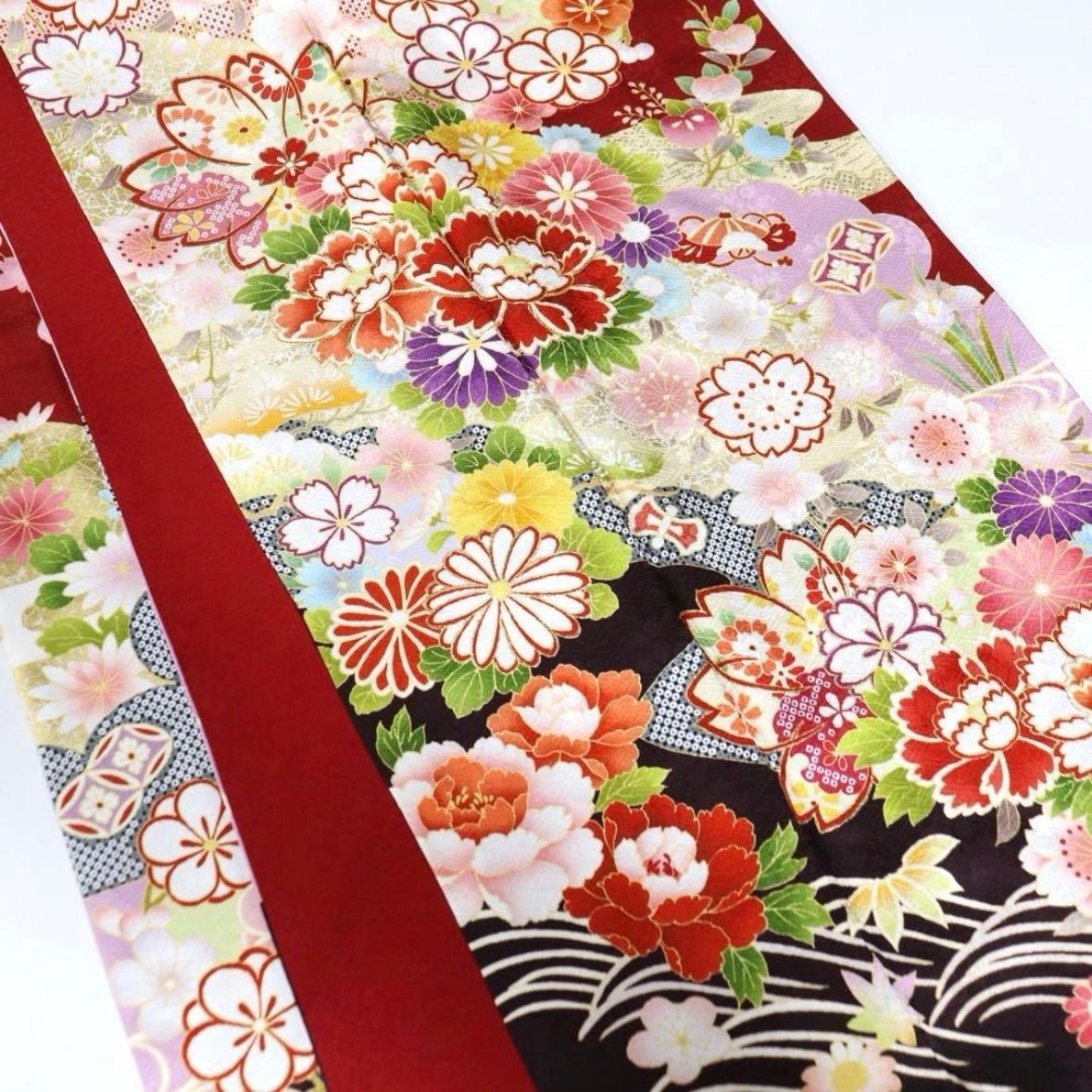 ぽよん☆☆☆✾ｍ2048＊美品 正絹 金駒刺繡 蝶 トール 振袖3点セット ぽよん✾m2048＊美品 正絹 金駒刺繡 蝶 トール 振袖3点セット