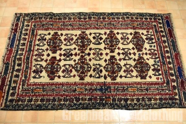RAGS035 トライバルラグ 192cm×116cm アフガンキリム 手織り