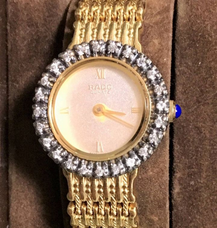 ☆RADO ラドー☆ダイヤベゼル☆Qz☆純正ベルト☆レディース腕時計☆箱
