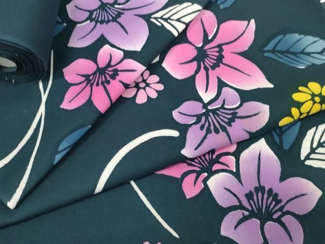 平和屋着物＊夏物 浴衣 反物 着尺 舞花文 綿 ♥ DAAW7497zzz