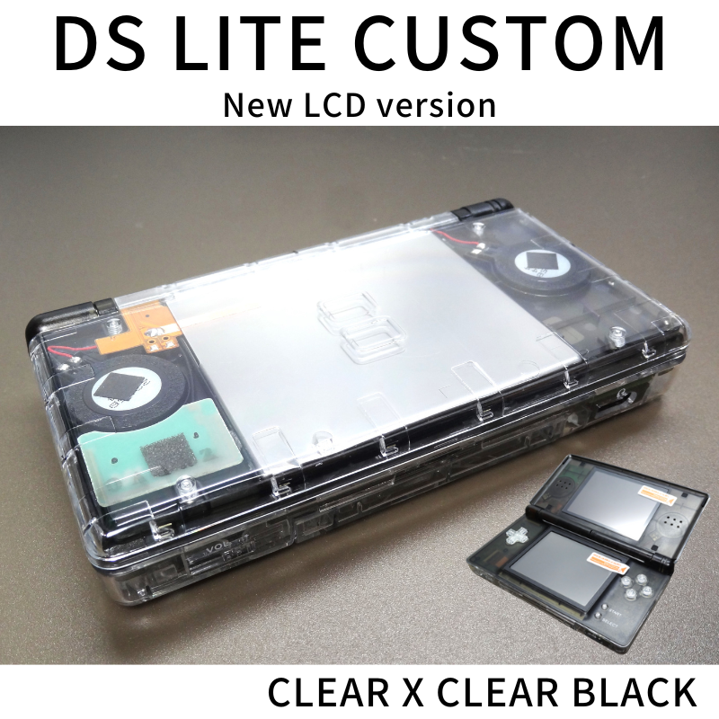 DS LITE CUSTOM CLEAR X BLACK NEW LCD Ver-