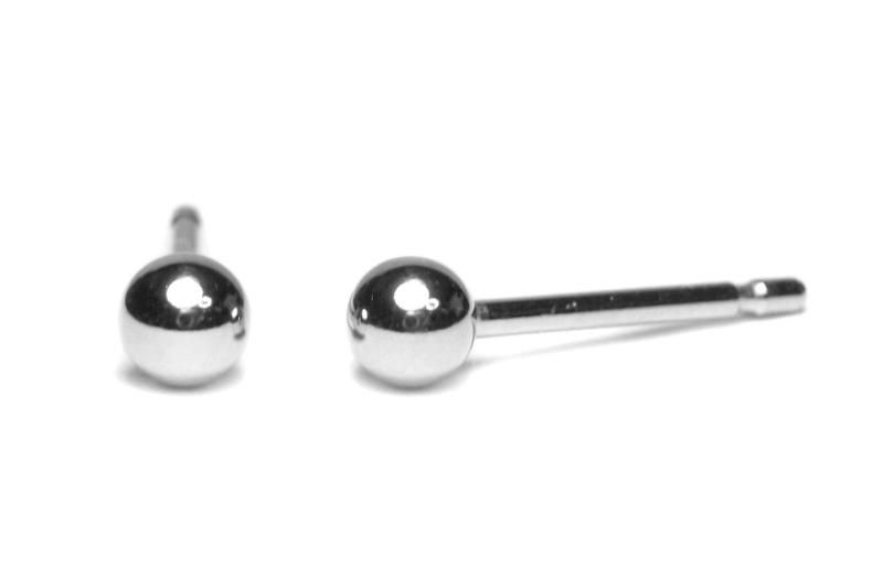 T-jms 軸太 0.9mm K18 18金 3mm 艶あり 丸玉 セカンドピアス 特注 カスタム 軸太 ホワイトゴールド