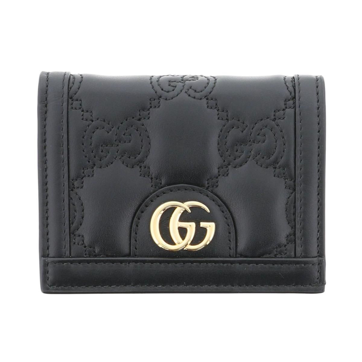 GUCCI グッチ GGﾏﾄﾗｯｾ ｺﾝﾊﾟｸﾄｳｫﾚｯﾄ 財布 二つ折り財布 小銭入有 カードケース GGマトラッセ Black ブラック Leather レザー 723786 used A