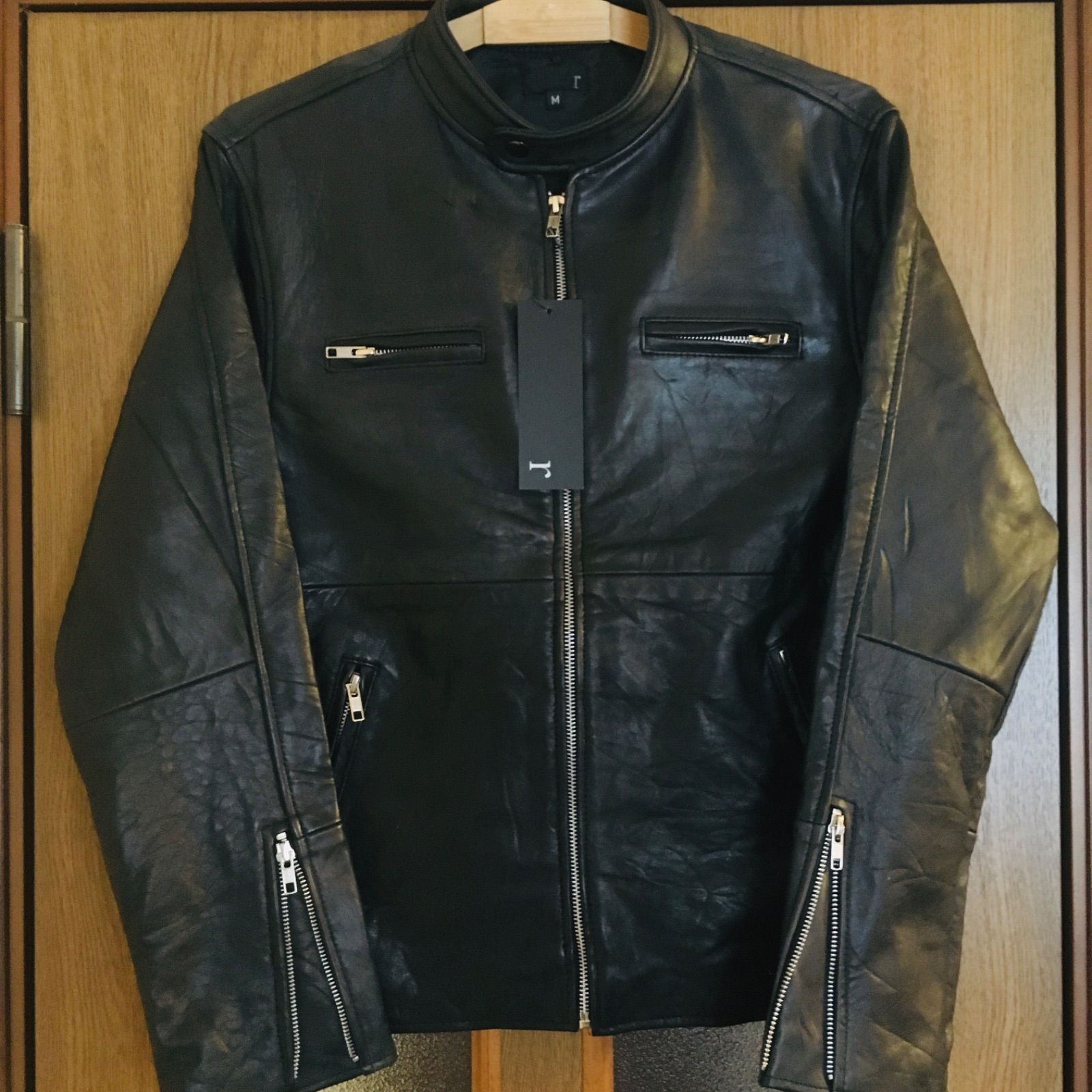 本革レザー タグ付き新品 未使用 M シングルライダース