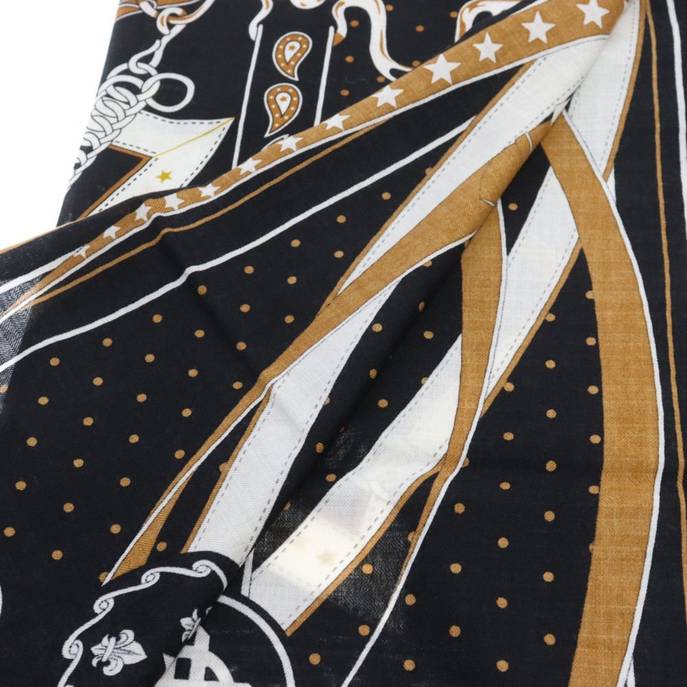 美品】エルメス カレジェアン140 朝の散歩 スカーフ ベージュ ネイビー