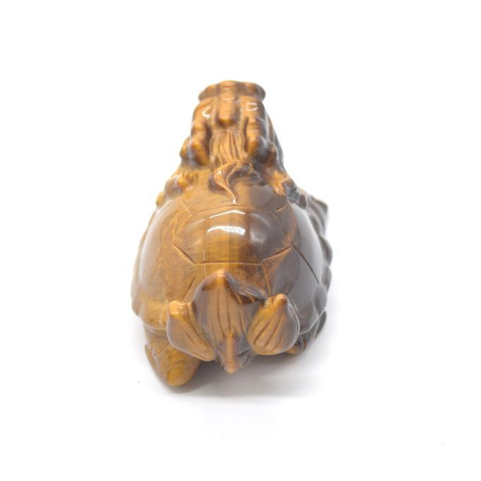 龍亀 アウトレット ロングイ タイガーアイ 天然石製置物 虎目石 6cm 龍