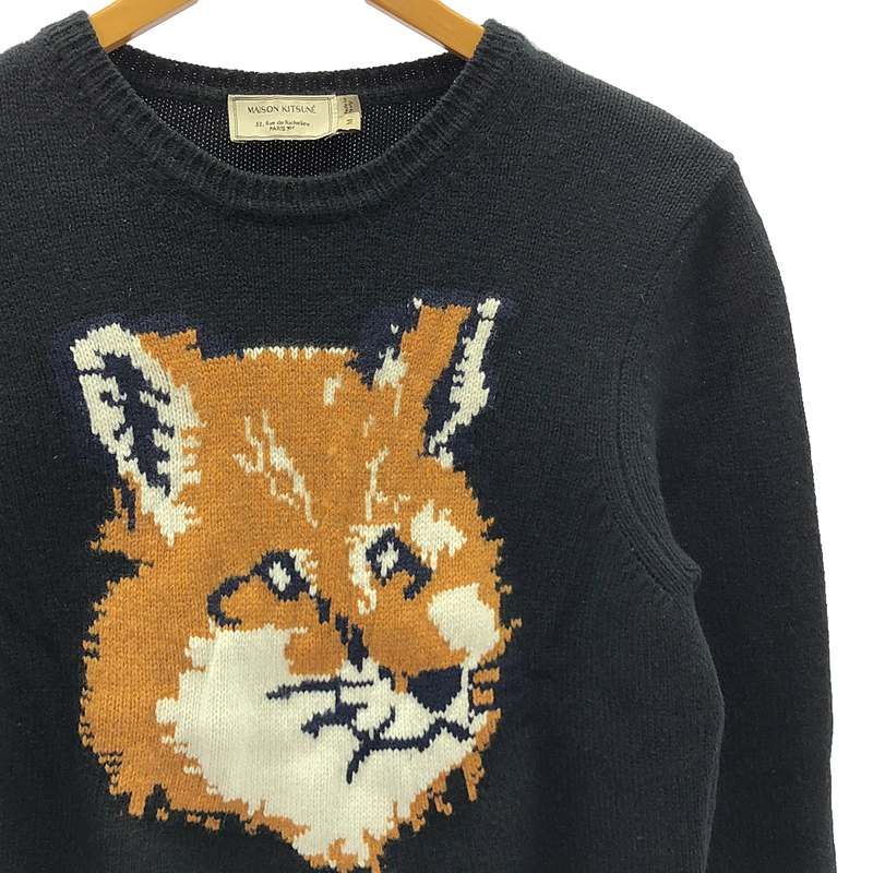 メゾンキツネ 早い BIG FOX HEAD JACQUARD セーター グレー 